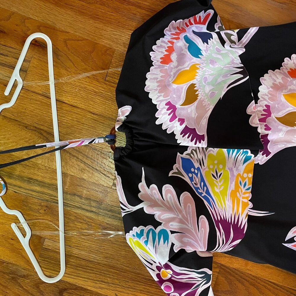 Trina Turk Seychelles Floral Maxi Halter Dress Swim CoverUp Resortwear Size S - Picture 4 of 4